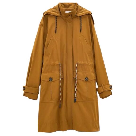 Zara Mustard Yellow Trench Sports Coat Size L Winter Fall Closet Staple Vibrant - Picture 1 of 16